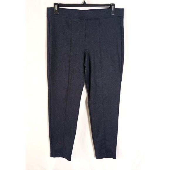 Croft & Barrow Seamed Ponte Pants Sz L Blue Tapered Leg Stretch Knit Comfort - Picture 1 of 8